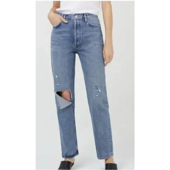 Agolde 90's Pinch Waist High Rise Jeans Organic Cotton Womens 24 Light Capsule - Picture 1 of 15